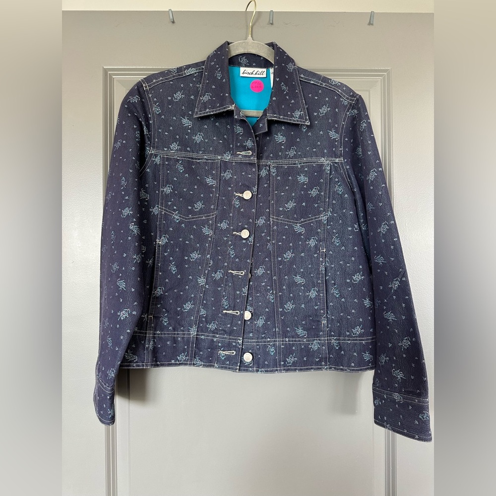 Birch Hill Metallic Cotton Floral Denim Style Jacket